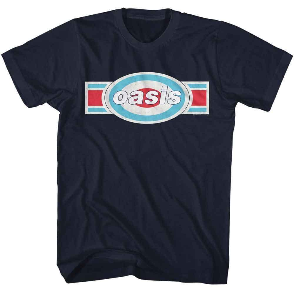 Oasis Tri Color Logo Chest Navy T-Shirt